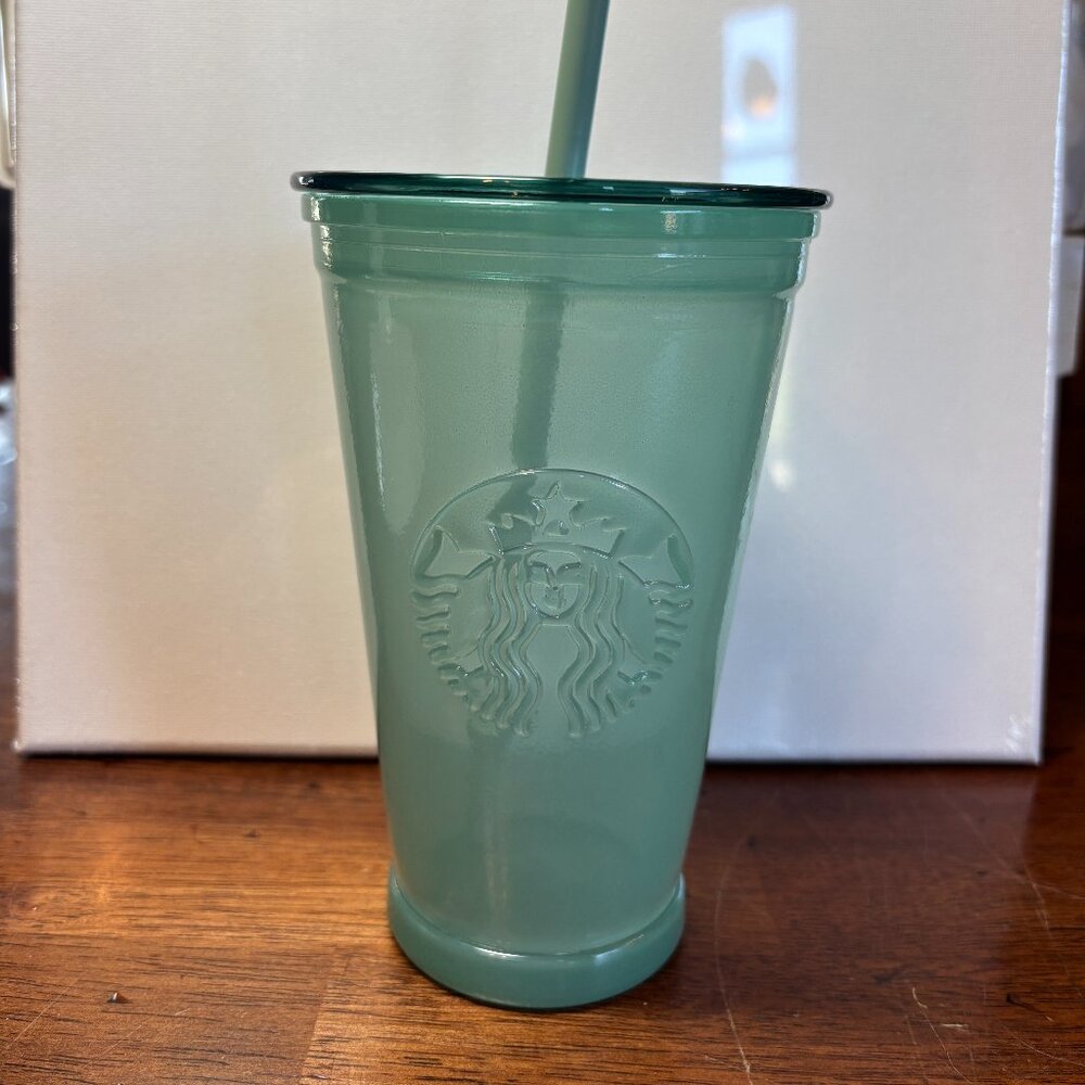 Starbucks 100% Recycled Glass Frosted Mint Green Cold Cup